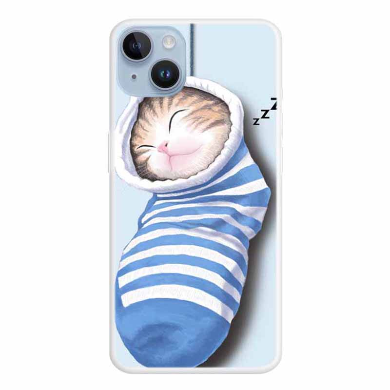 

Für Das Iphone 15 Soft TPU Schockdcover -deckungsmuster Slim Phone Case - Socken Und Katze, iPhone 15