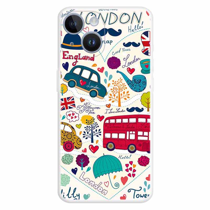 

Für Das Iphone 15 Soft TPU Schockdcover -deckungsmuster Slim Phone Case - Roter Bus, iPhone 15