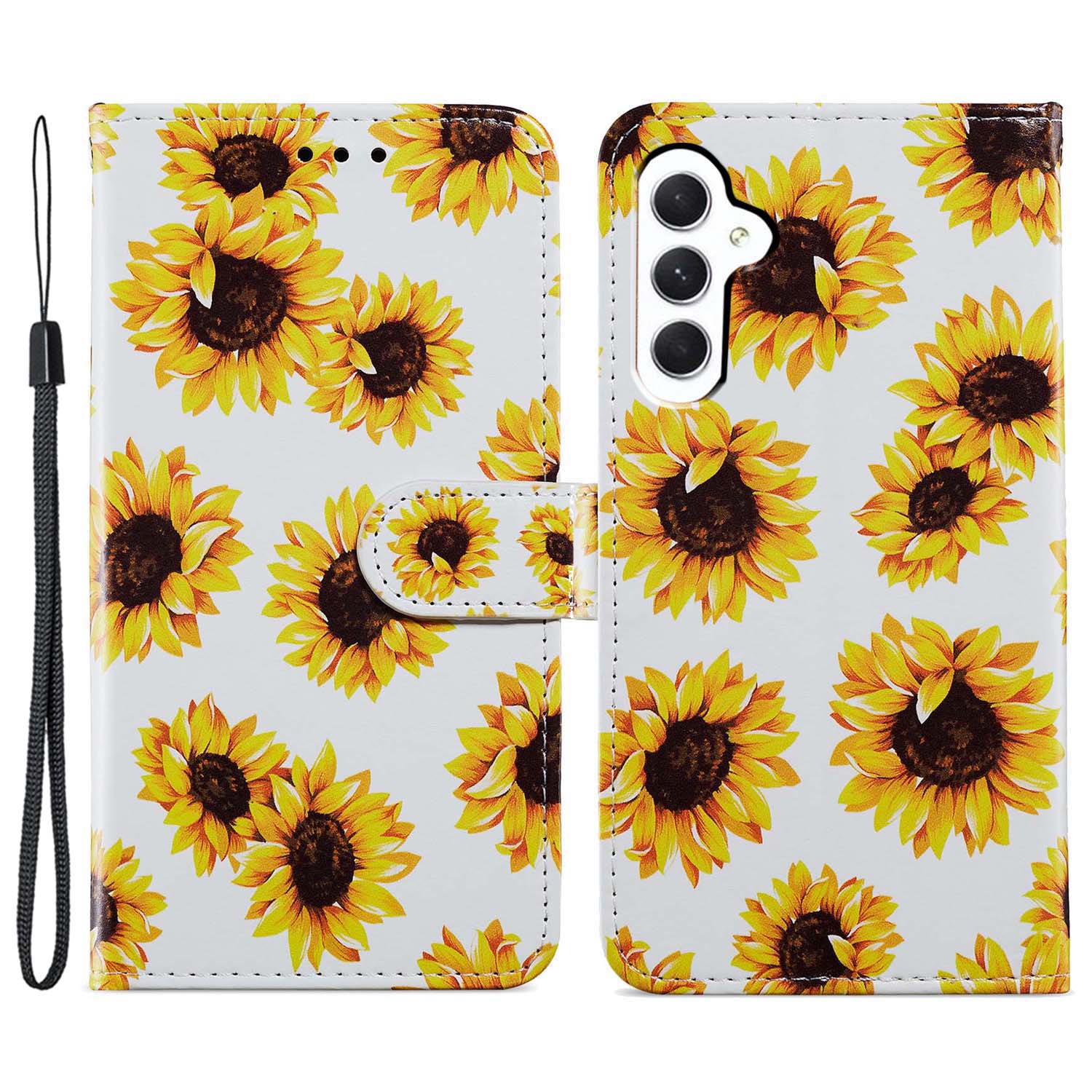 

Für Samsung Galaxy A25 5G PU Leder Muster Druckphase Hülle Ständer Flip Wallet Wallet Mit Riemen - Sonnenblume, Galaxy A25 5G