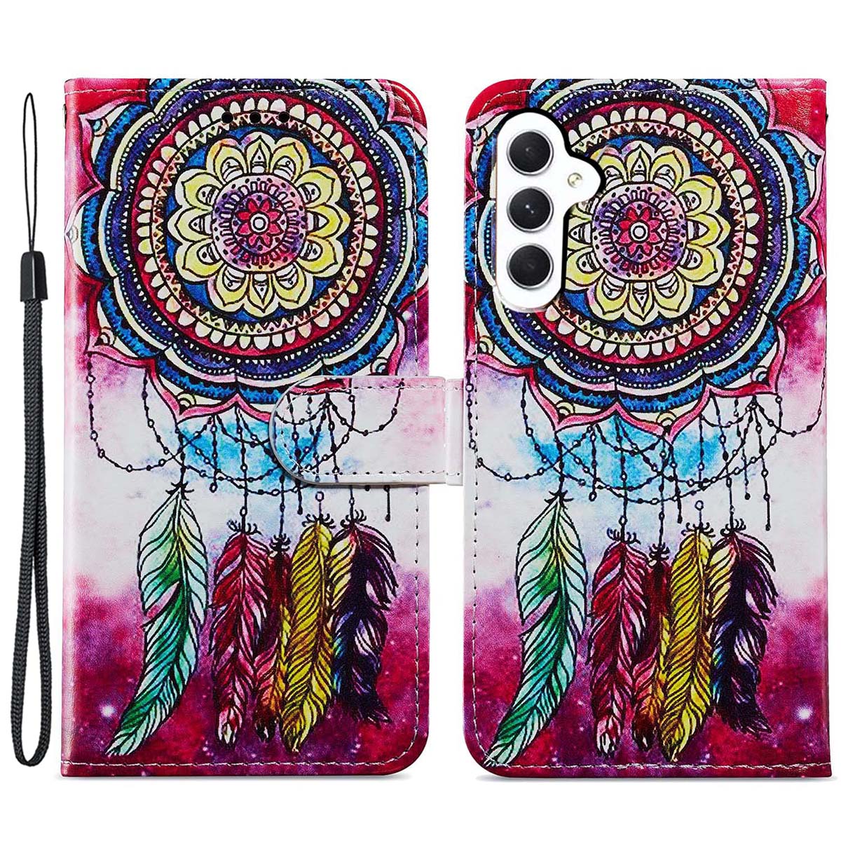 

Für Samsung Galaxy A25 5G PU Leder Muster Druckphase Hülle Ständer Flip Wallet Wallet Mit Riemen - Traumfänger, Galaxy A25 5G