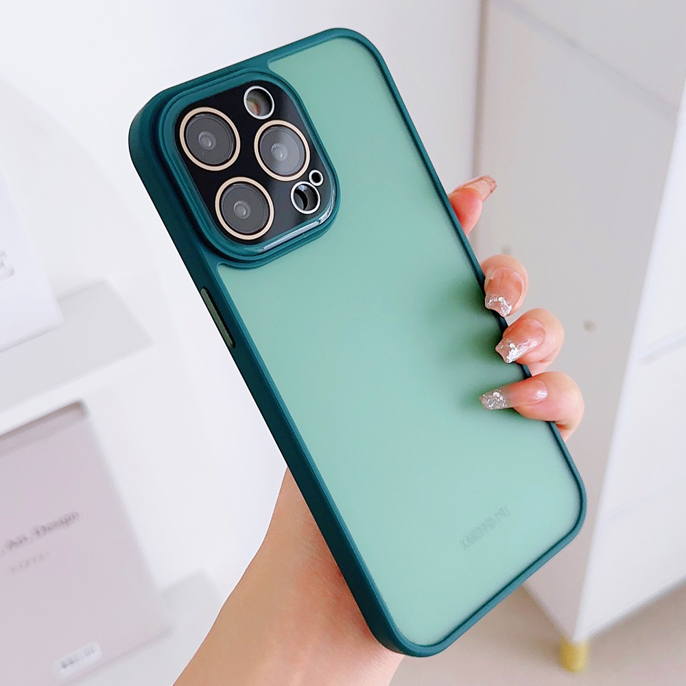 

Für Das Iphone 13 Pro Max Pc+tpu-telefonhülle Anti-scratch Skin-touch-telefonabdeckung Mit Glaslinsenschutzschutz - Grün, iPhone 13 Pro Max