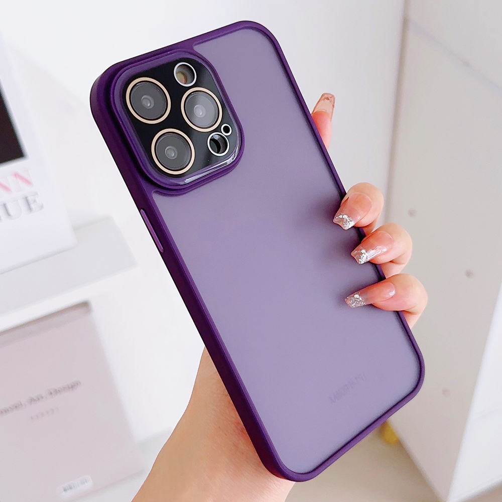 

Für Das Iphone 13 Pro Max Pc+tpu-telefonhülle Anti-scratch Skin-touch-telefonabdeckung Mit Glaslinsenschutzschutz - Dunkelviolett, iPhone 13 Pro Max