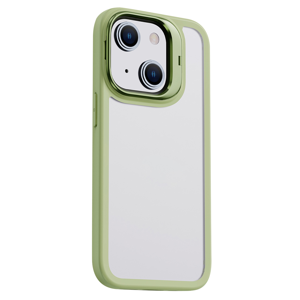

X-Level Für Iphone 14 Matte Case Camera Objektivs Frame Kickstand Pc+tpu-telefonabdeckung - Gras-grün, iPhone 14