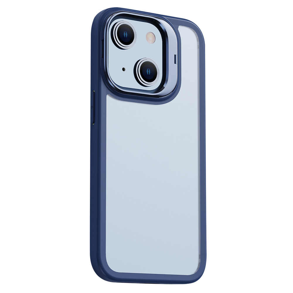 

X-Level Für Iphone 14 Matte Case Camera Objektivs Frame Kickstand Pc+tpu-telefonabdeckung - Blau, iPhone 14