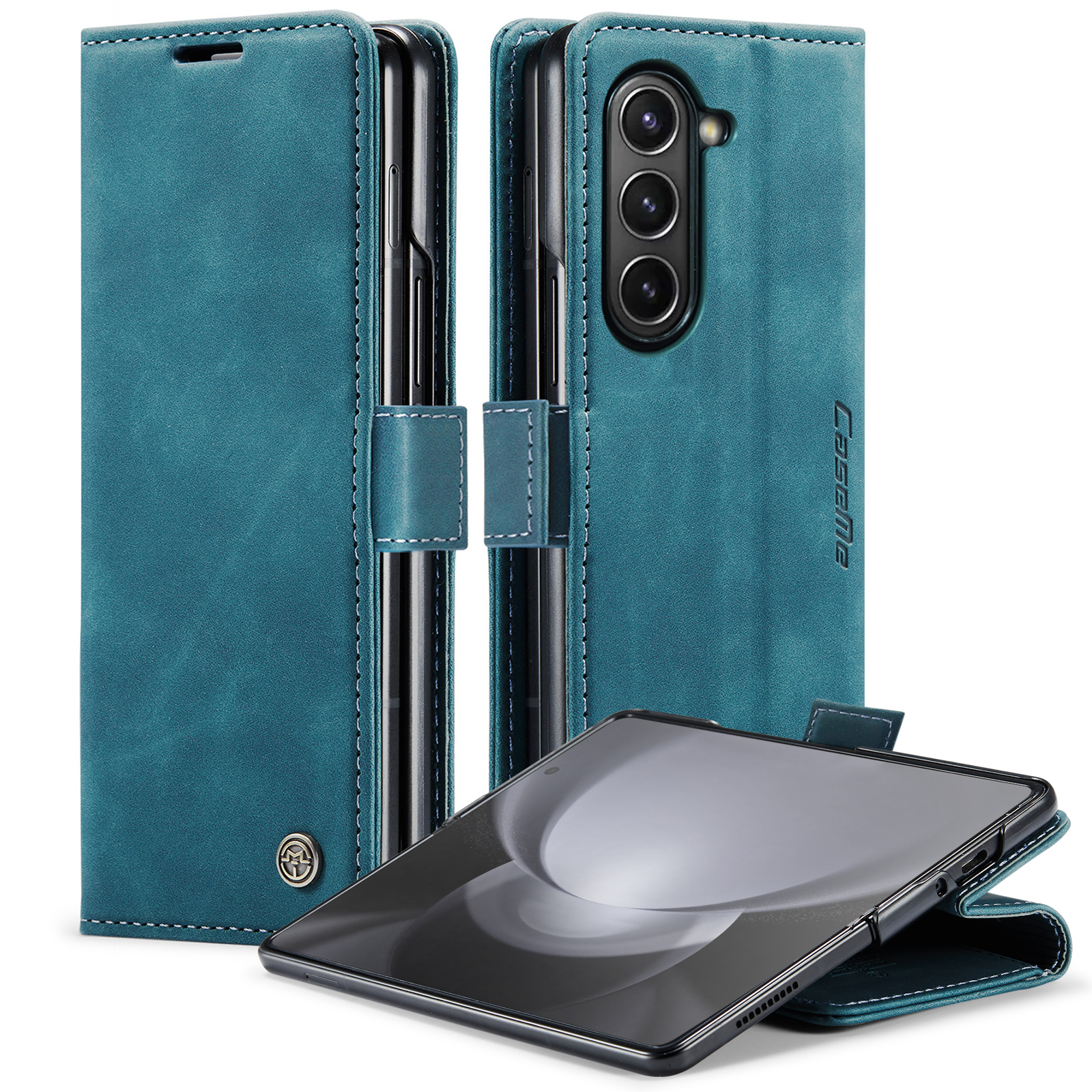 

Caseme 013 -serie Für Samsung Galaxy Z Fold5 5G Wallet Leather Telefon Hülle Telefon Telefonder - Blau, Galaxy Z Fold5 5G