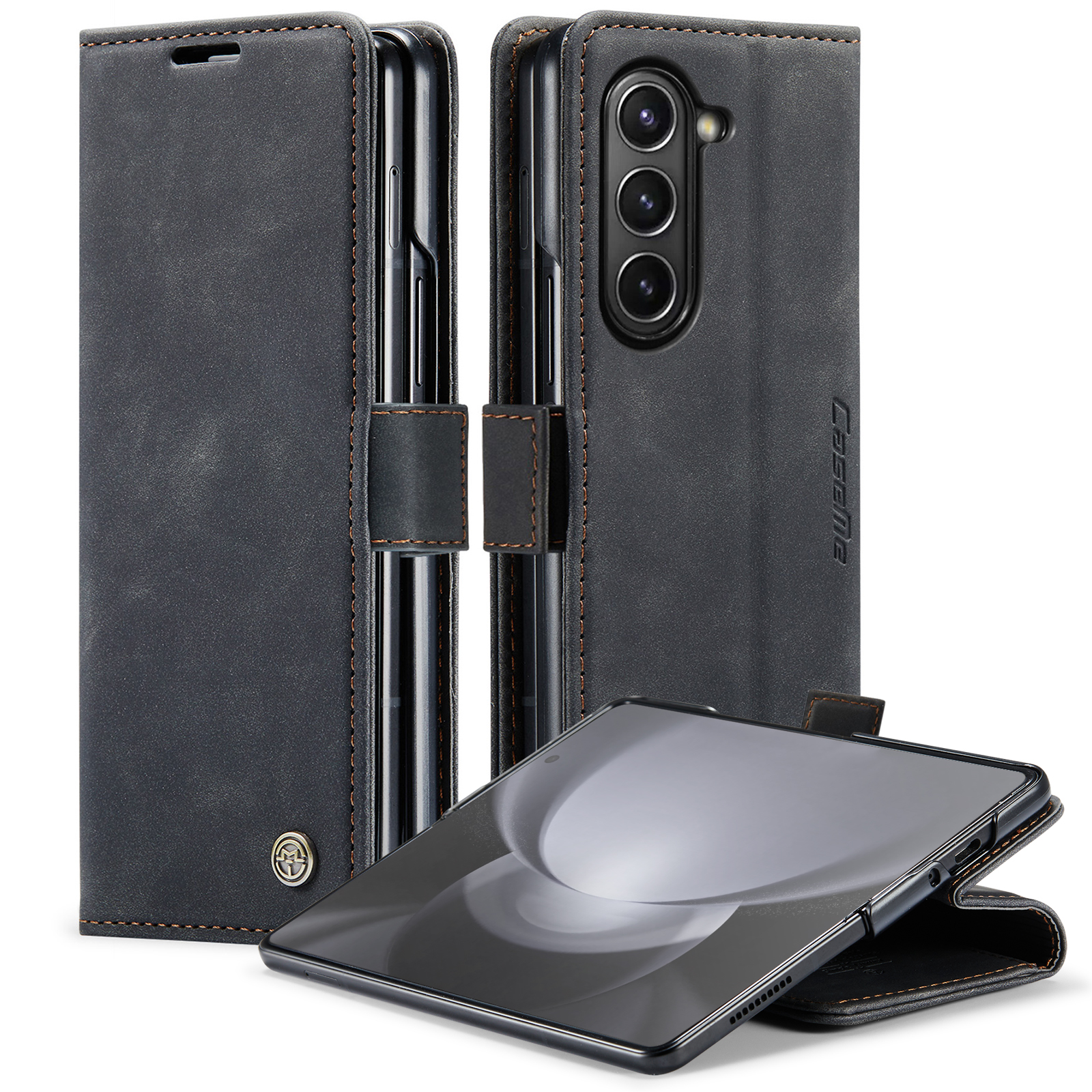 

Caseme 013 -serie Für Samsung Galaxy Z Fold5 5G Wallet Leather Telefon Hülle Telefon Telefonder - Schwarz, Galaxy Z Fold5 5G