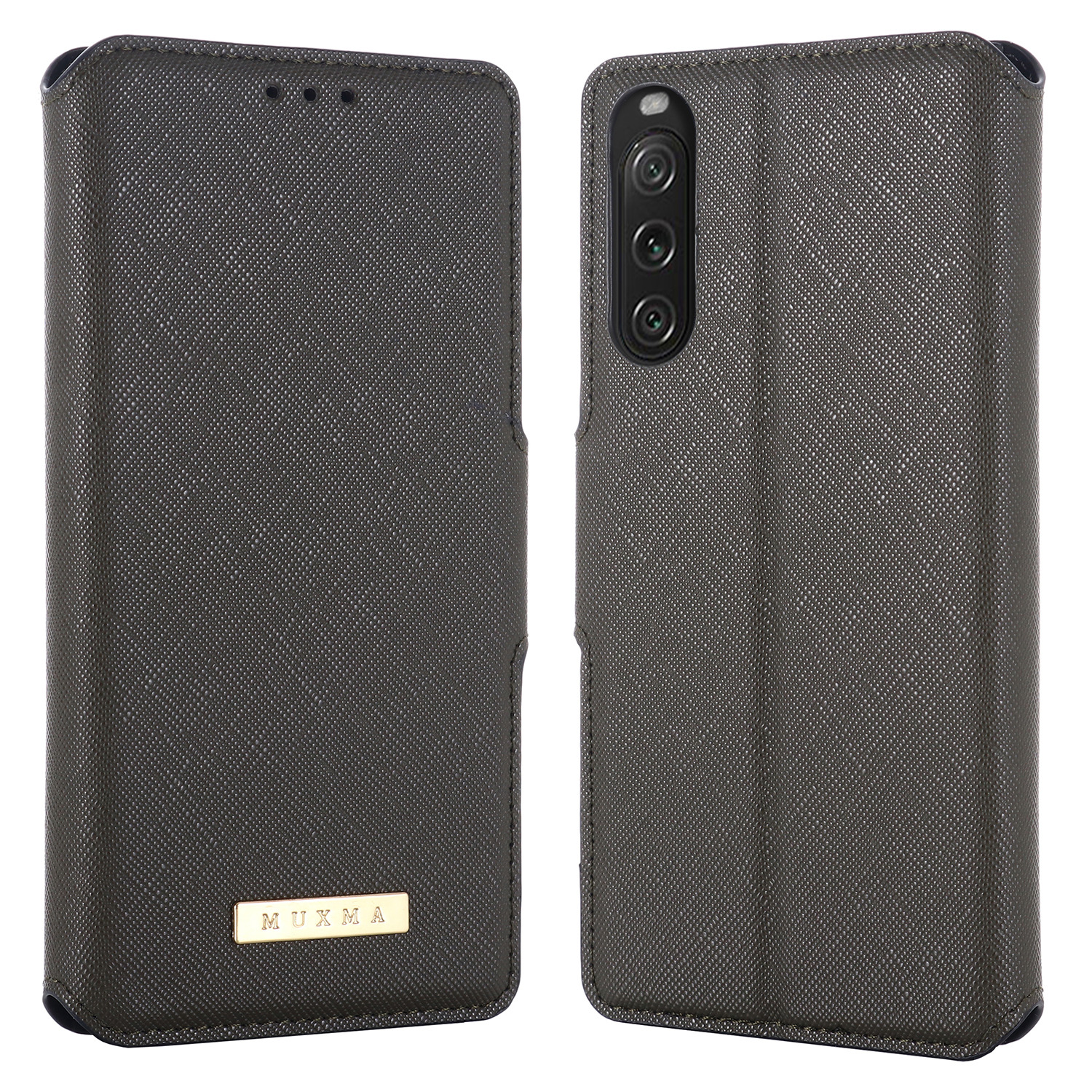

Muxma MX115 Für Sony Xperia 10 V Cross Textur PU Leder Shell Phone Hülle Wallet Wallet Flip Cover - Grau, Sony Xperia 10 V