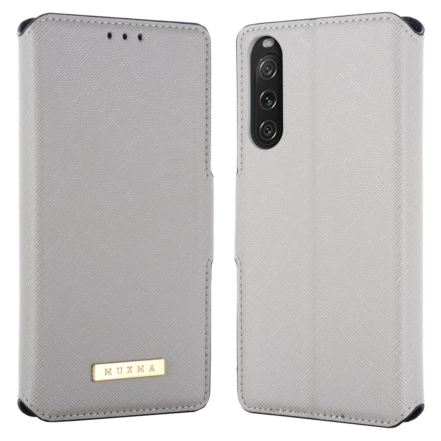 

Muxma MX115 Für Sony Xperia 10 V Cross Textur PU Leder Shell Phone Hülle Wallet Wallet Flip Cover - Weiss, Sony Xperia 10 V