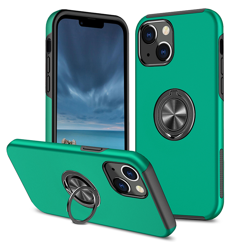 

Ringhalter Kickstand Pc+tpu-hülle Für Iphone 15, Drop-proof-schutz-telefonabdeckung - Schwarzgrün, iPhone 15