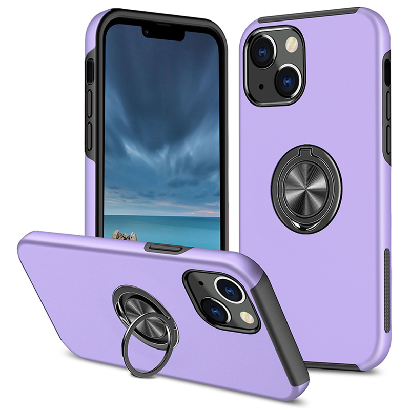 

Für Das Iphone 15 Plus Ringhalter Kickstand Phone Case PC+TPU -schutzhilfeabdeckung - Lila, iPhone 15 Plus