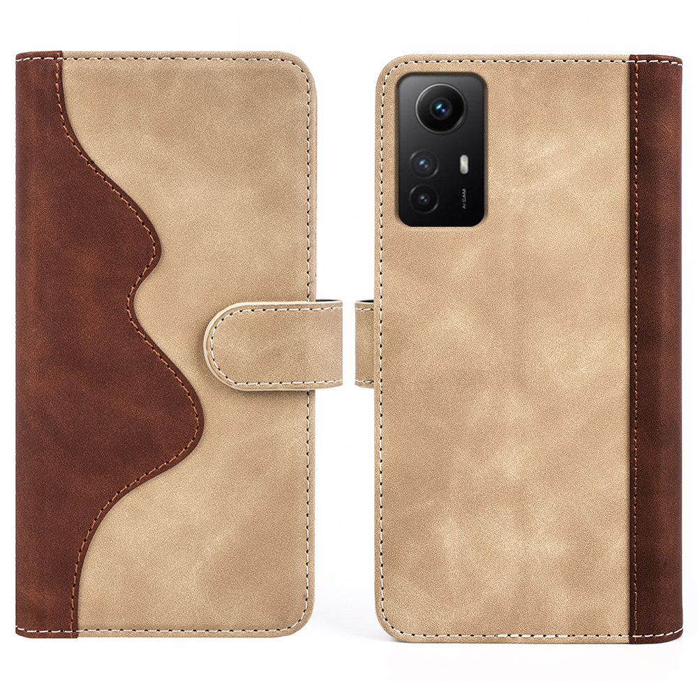 

Für Xiaomi Redmi Note 12s 4G PU Leder Brieftaschenstand Hülle Dual-color Spleiß-telefonabdeckung - Gelb, Xiaomi Redmi Note 12S 4G