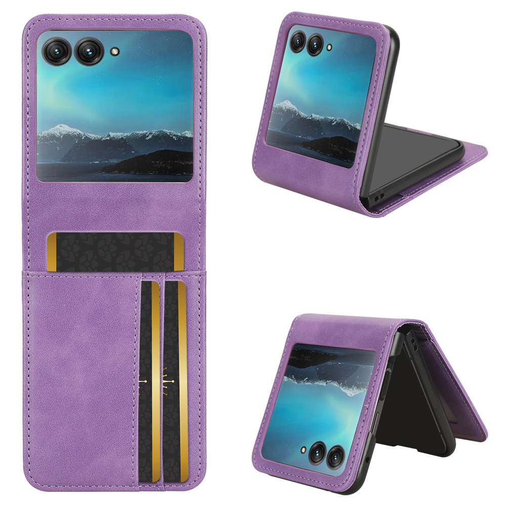 

Für Motorola Razr 40 Ultra 5G Anti-scratch-telefonhülle Hartpc + Pu-lederabdeckung Mit Kartenhalter - Lila, Motorola Razr 40 Ultra 5G