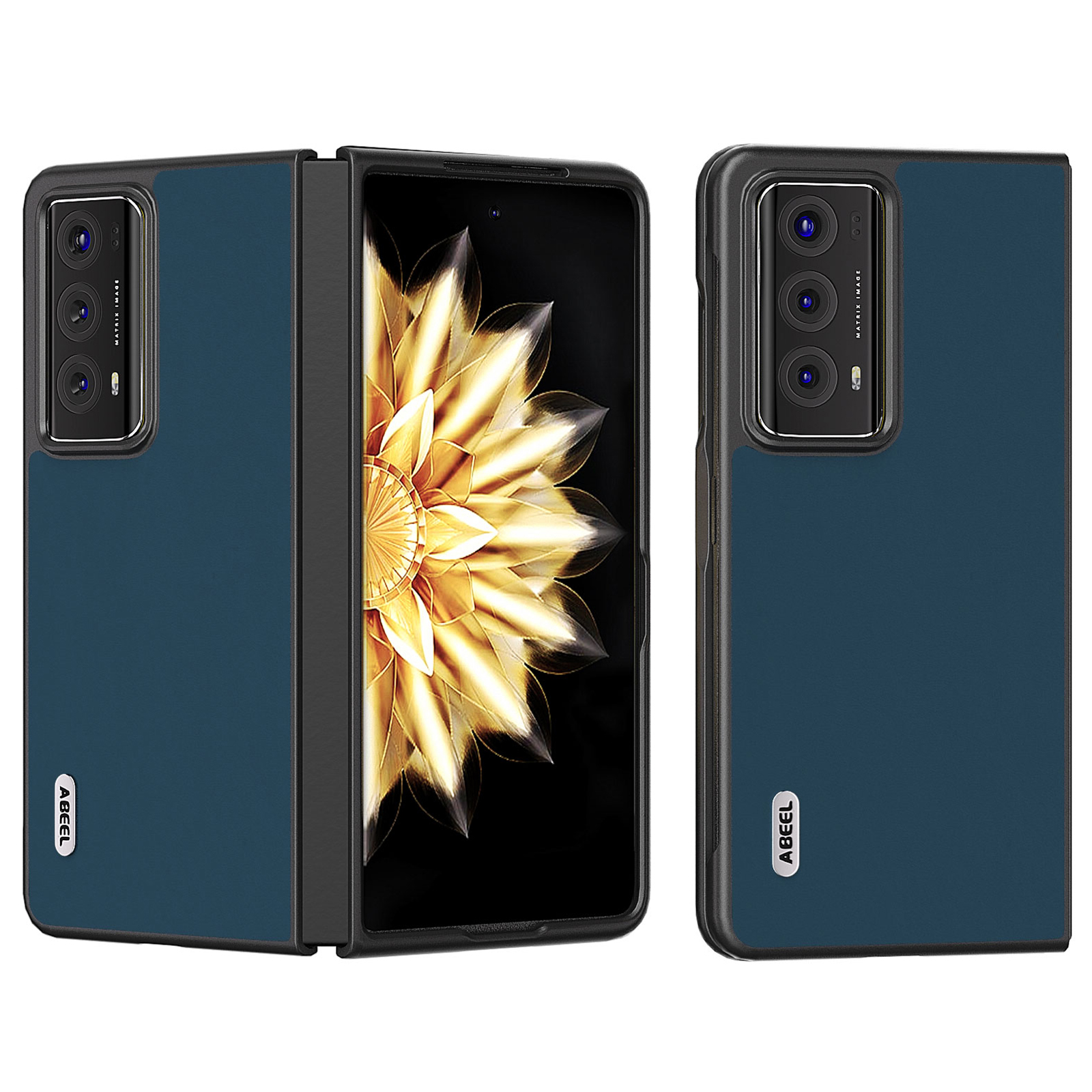

ABEEL Für Ehrenmagie V2 5G Kuhladen-leder-schicht-pc-telefonhülle Anti-drop-schutzschutzabdeckung - Blau, Honor Magic V2 5G