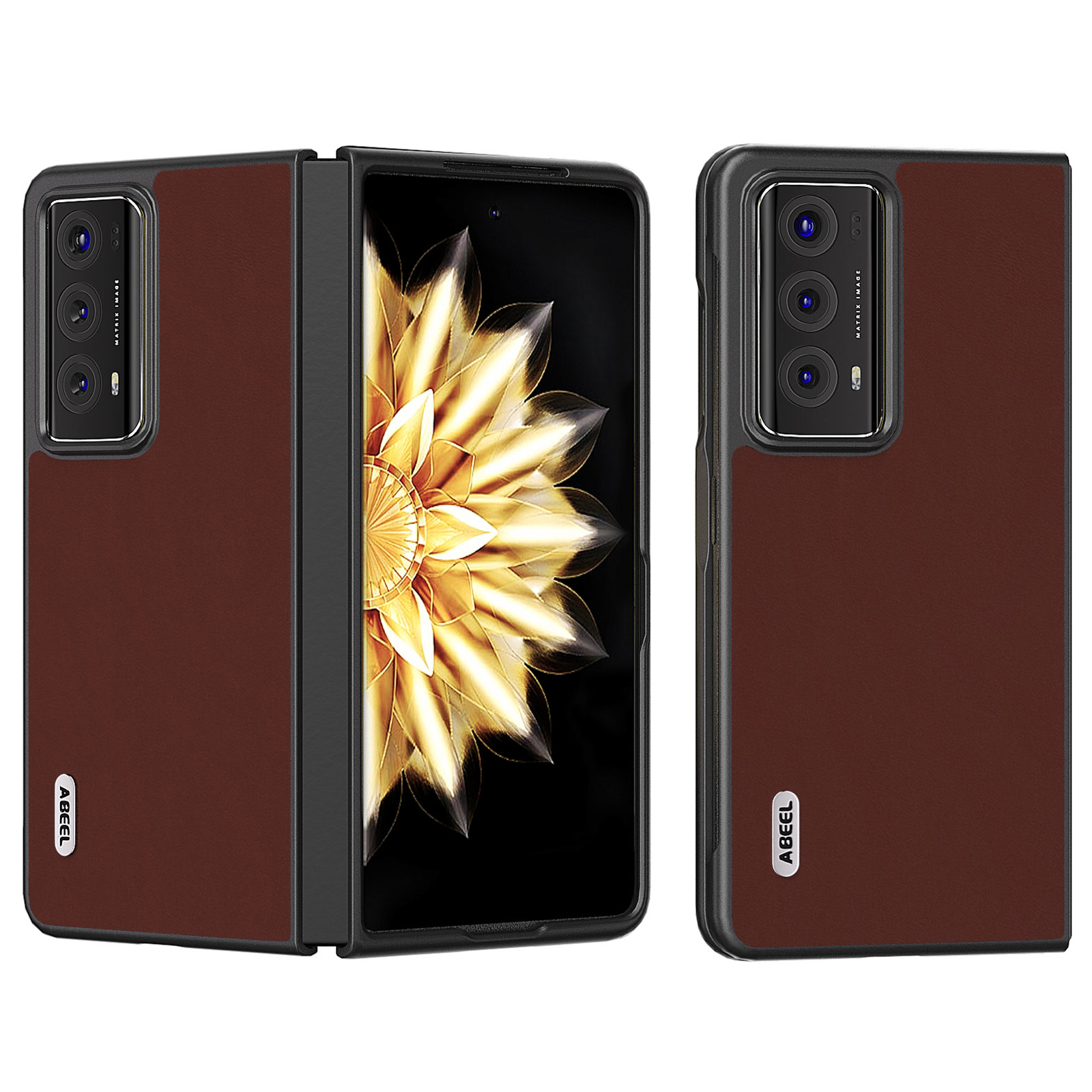 

ABEEL Für Ehrenmagie V2 5G Kuhladen-leder-schicht-pc-telefonhülle Anti-drop-schutzschutzabdeckung - Kaffee, Honor Magic V2 5G