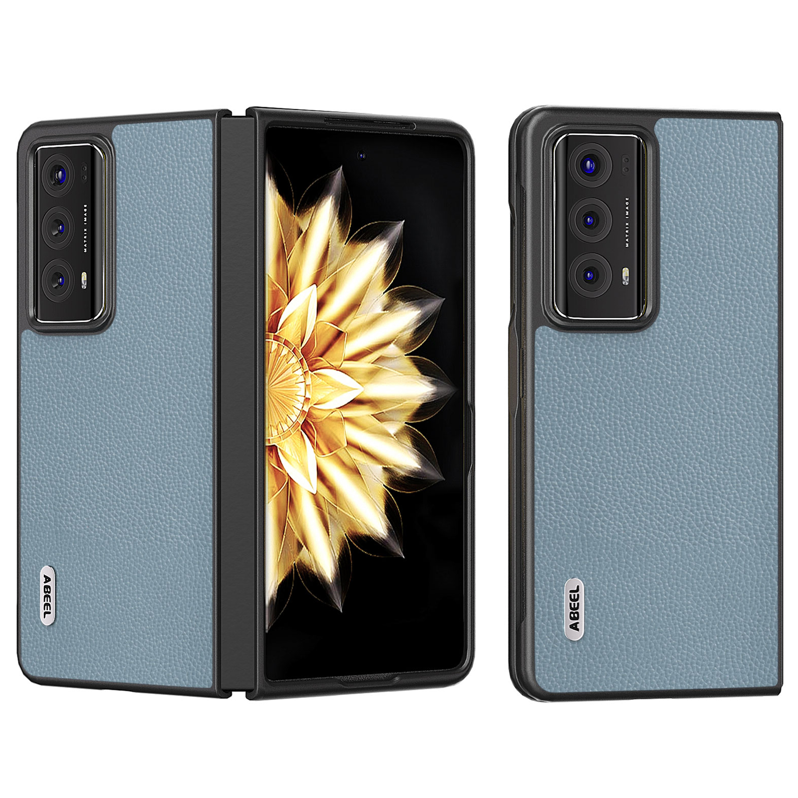 

ABEEL Für Ehrenmagie V2 Litchi Texture Telefon Hülle Kuhlattenleder-leder-pc-anti-drop-abdeckung - Baby Blau, Honor Magic V2 5G