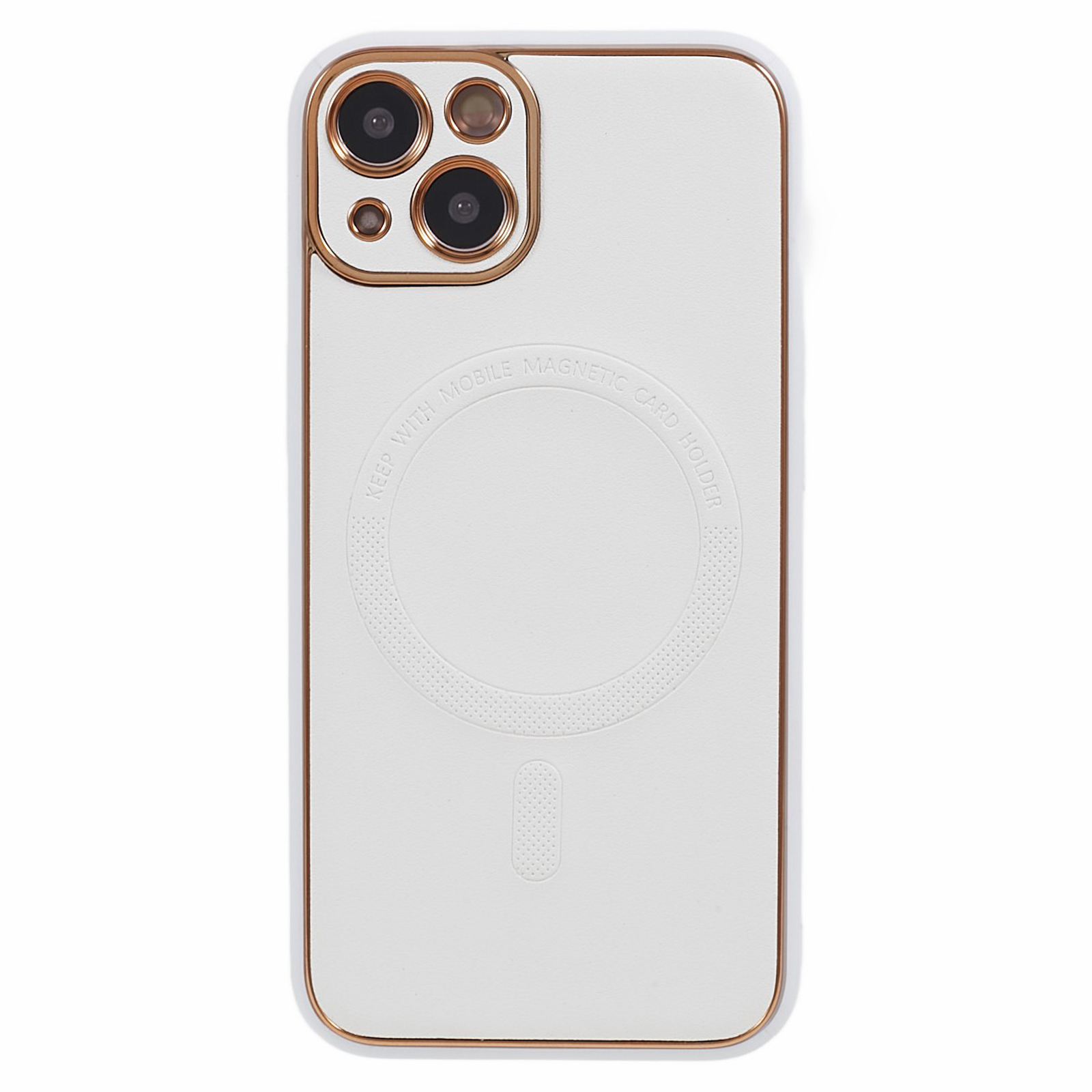 

Für Das Iphone 13 Elektroplierende Telefonhülle Stoßdicht Von PU -leder Mit TPU + PC Magnetic Cover Kompatibel Mit Magsafe Kompatibel - Weiss, iPhone 13