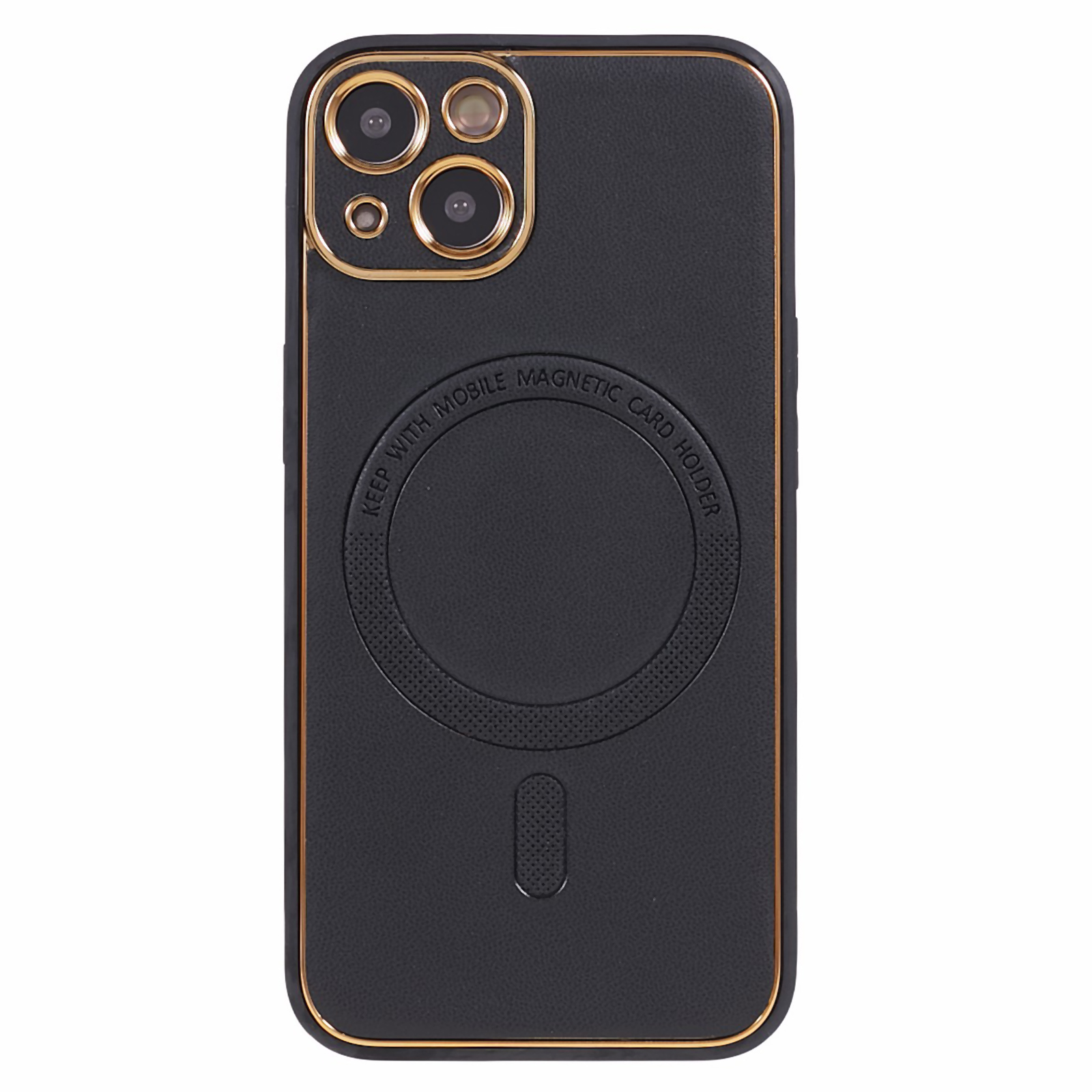 

Für Das Iphone 13 Elektroplierende Telefonhülle Stoßdicht Von PU -leder Mit TPU + PC Magnetic Cover Kompatibel Mit Magsafe Kompatibel - Schwarz, iPhone 13