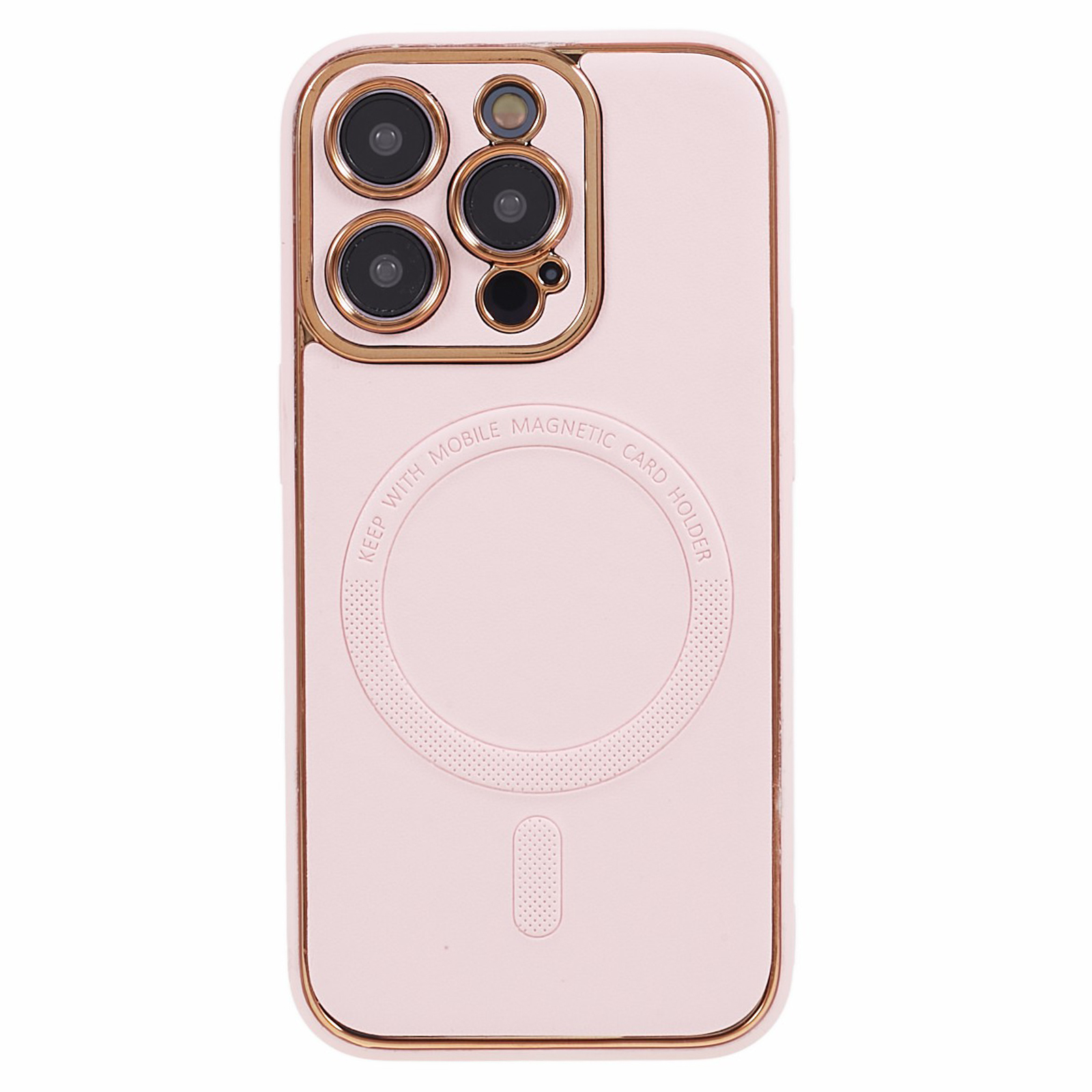 

Für Iphone 13 Pro PU Lederbeschichtete TPU + PC Electroplating Case Schockdicht Magnetisch -telefonabdeckung - Rosa, iPhone 13 Pro