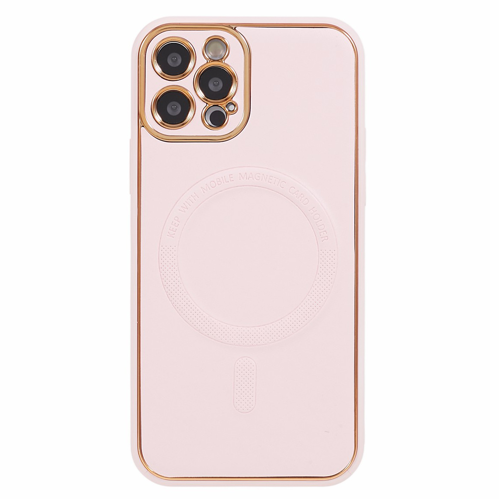 

Für Iphone 12 Pro PU Leder Beschichtete TPU + PC -telefonhülle Elektroplatte Magnetische Schutzabdeckung - Rosa, iPhone 12 Pro