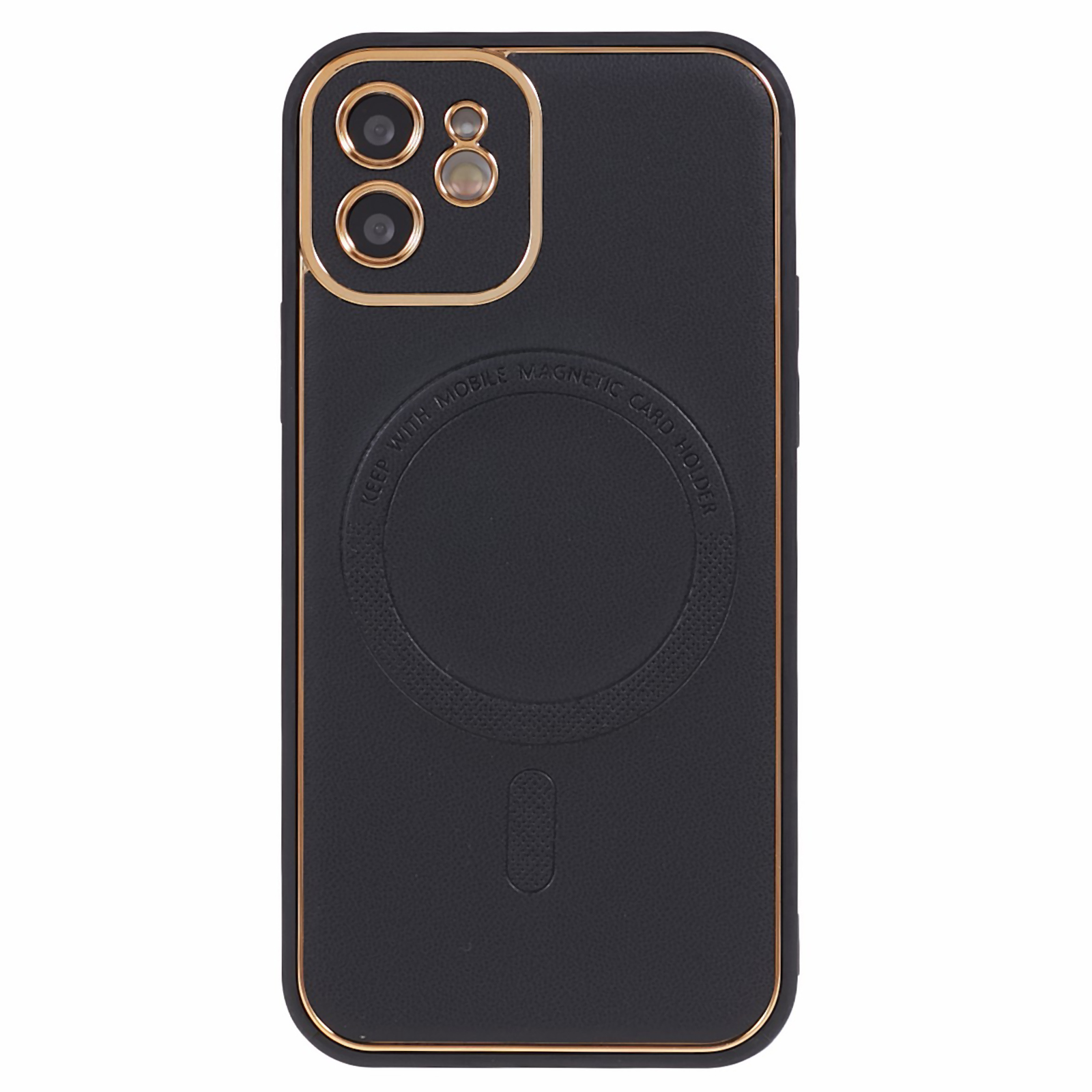 

Für Das Iphone 12 Magnetic Case Kompatibel Mit Magsafe PU -leder -beschichteter TPU + PC -elektropelzelektorabdeckung - Schwarz, iPhone 12