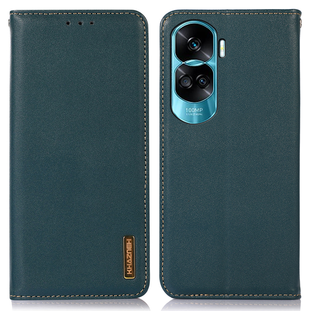 

Khazneh Für Ehre 90 Lite 5G / X50i 5G Telefonhülle Echtes Kuhleder -ständer RFID Blocking Wallet Shell Shell - Grün, Honor 90 Lite 5G