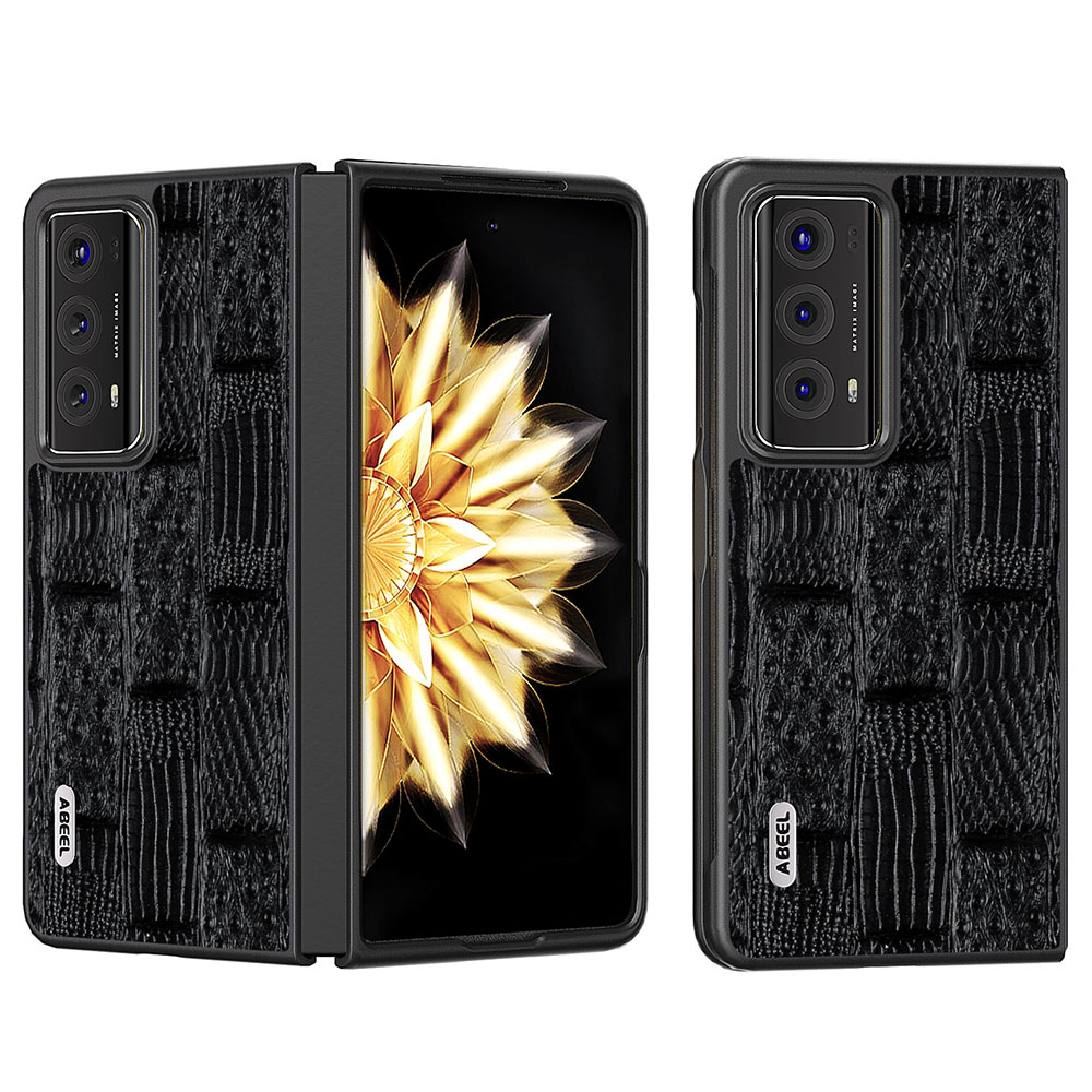 

Abeel Anti-drogen-telefonhülle Für Ehrenmagie V2 5G Mahjong Textur Echtes Kuhleder+pc-abdeckung - Schwarz, Honor Magic V2 5G