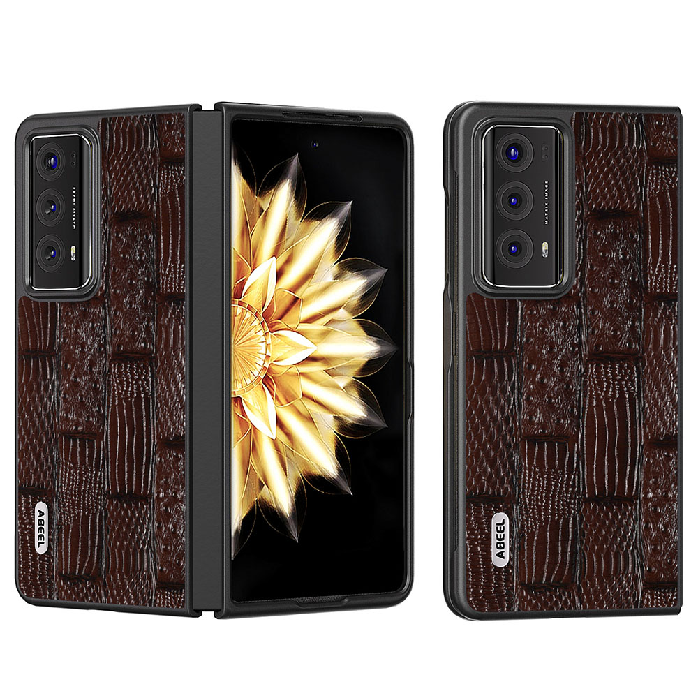 

Abeel Anti-drogen-telefonhülle Für Ehrenmagie V2 5G Mahjong Textur Echtes Kuhleder+pc-abdeckung - Braun, Honor Magic V2 5G