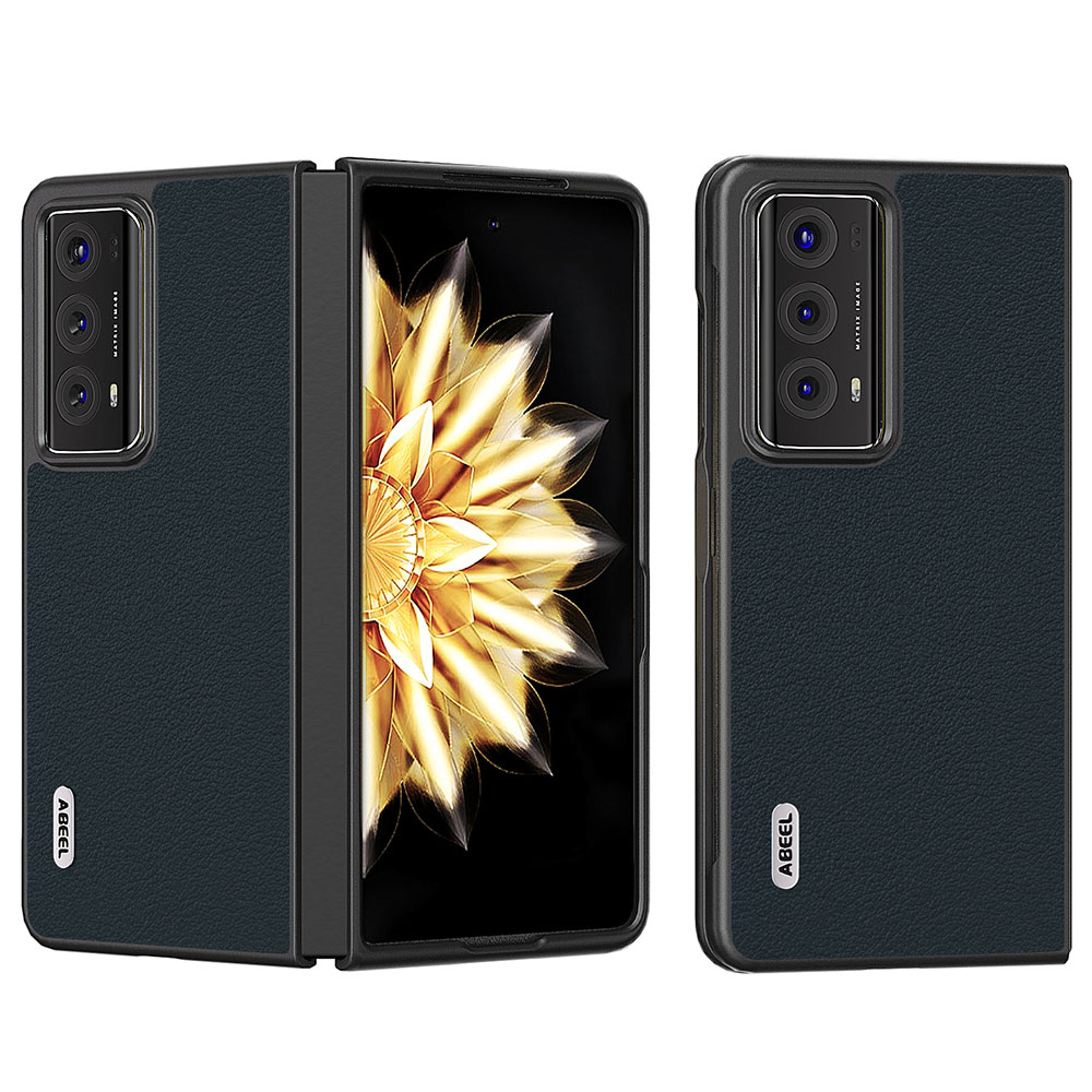 

Abeel Für Ehrenmagie V2 5G Schockdosen Hülle Echtes Kuhleder Hartes PC -telefonabdeckung - Grün, Honor Magic V2 5G