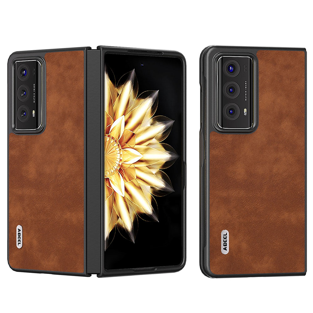 

ABEEL Für Ehrenmagie V2 5G Textured Leder Beschichtete Pc-telefonhülle Anti-kratzer-telefonabdeckung - Braun, Honor Magic V2 5G