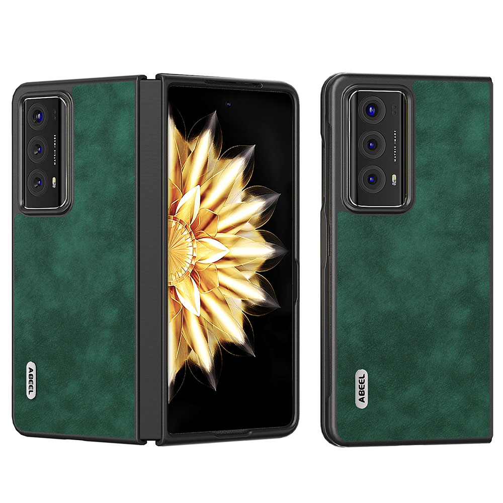 

ABEEL Für Ehrenmagie V2 5G Textured Leder Beschichtete Pc-telefonhülle Anti-kratzer-telefonabdeckung - Grün, Honor Magic V2 5G