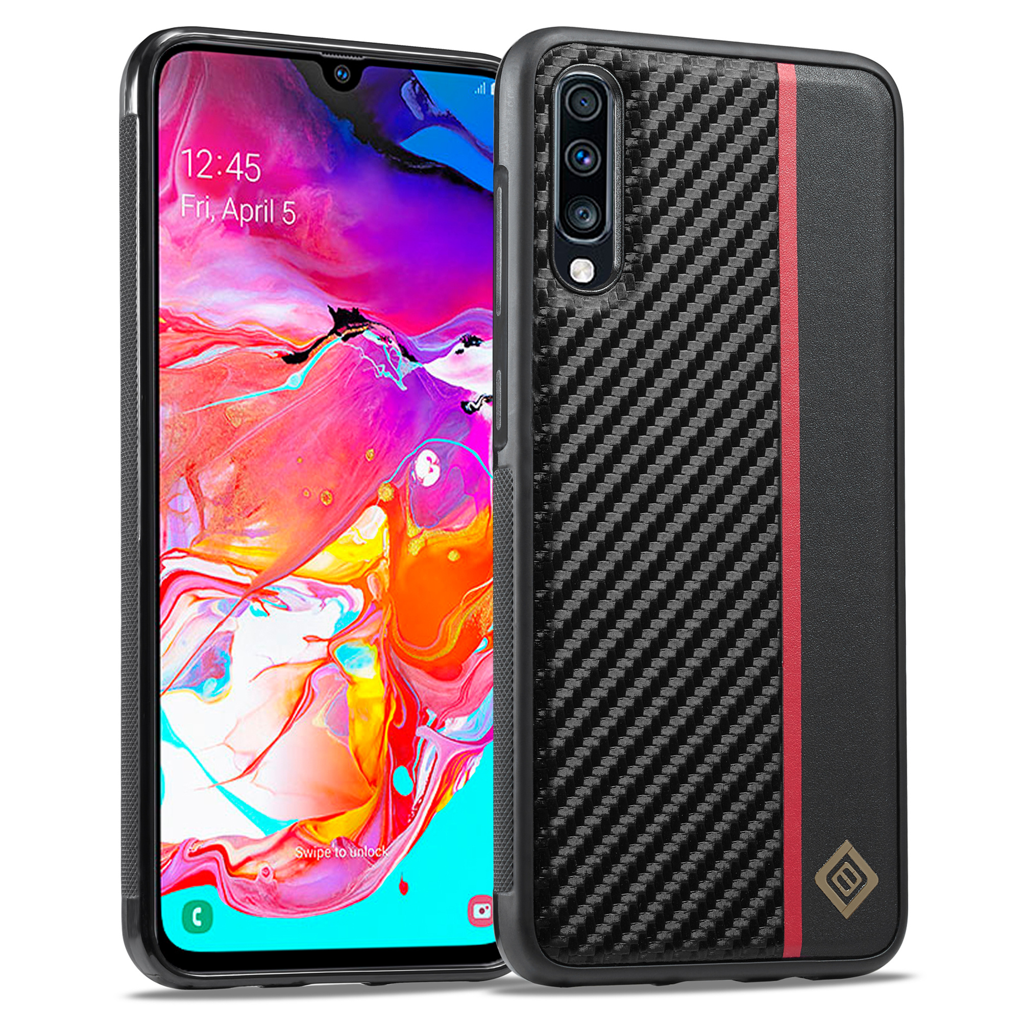

Lc. Imeeke Lederbeschichtete TPU + EVA -hülle Für Samsung Galaxy A70, Telefonabdeckung Von Kohlefaser -spleißen, Galaxy A70