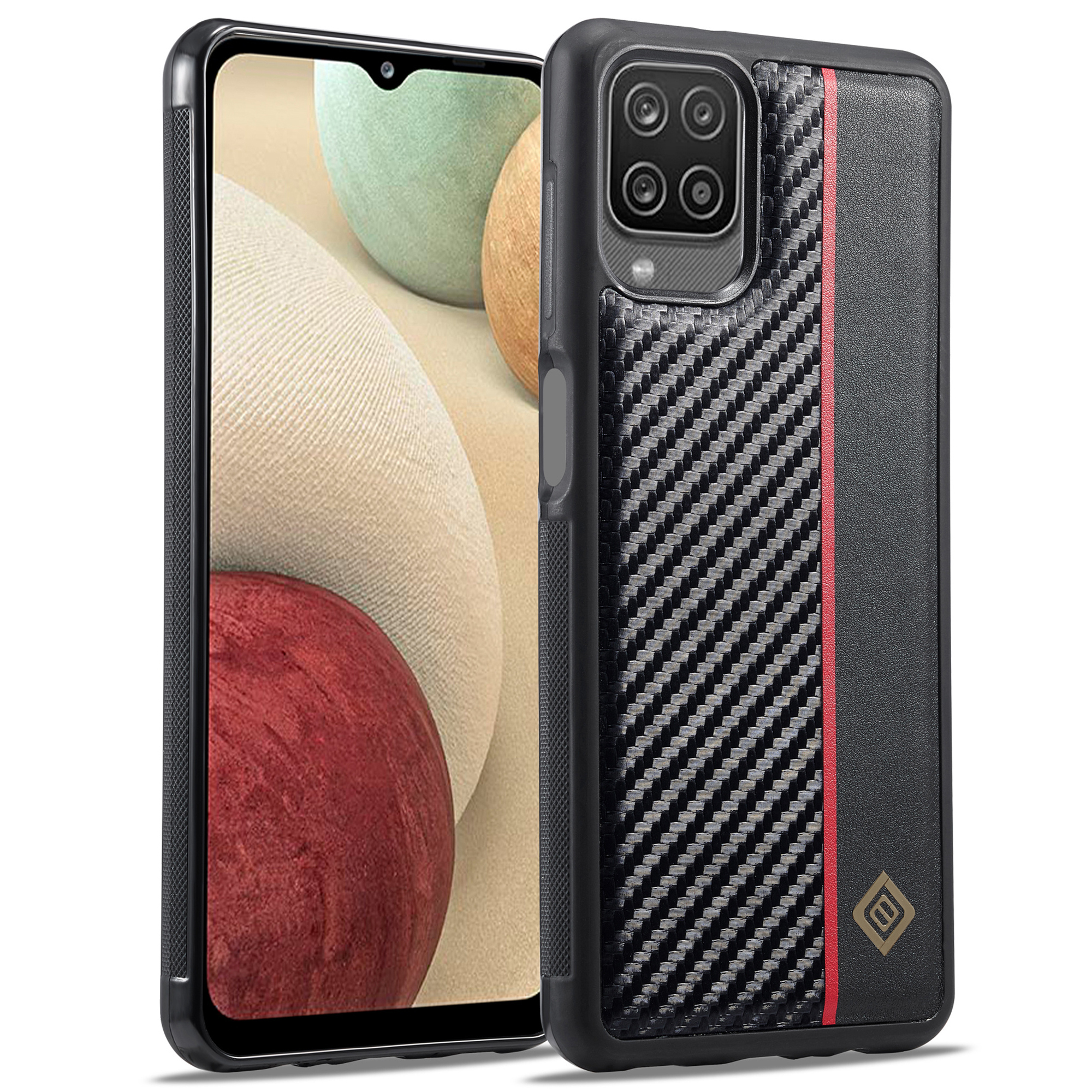 

Lc. Imeeke Forsamsung Galaxy A12 PU Lederbeschichtete TPU + EVA -hülle Kohlefaser Telefonabdeckung, Galaxy A12