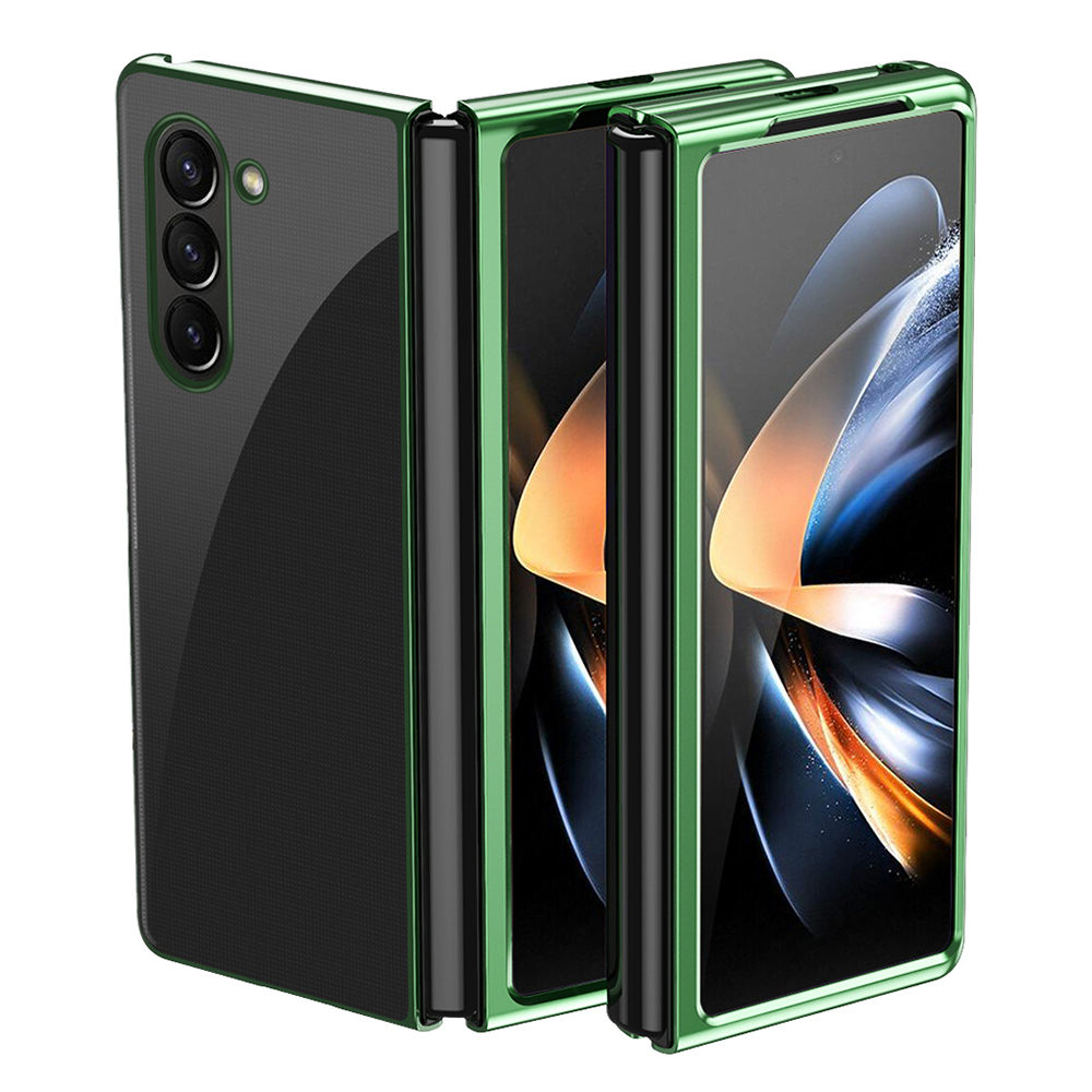 

Für Samsung Galaxy Z Fold5 5G Hard PC Phone Case Electroplating Transparent Clear Deckung - Mitternacht Grün, Galaxy Z Fold5 5G