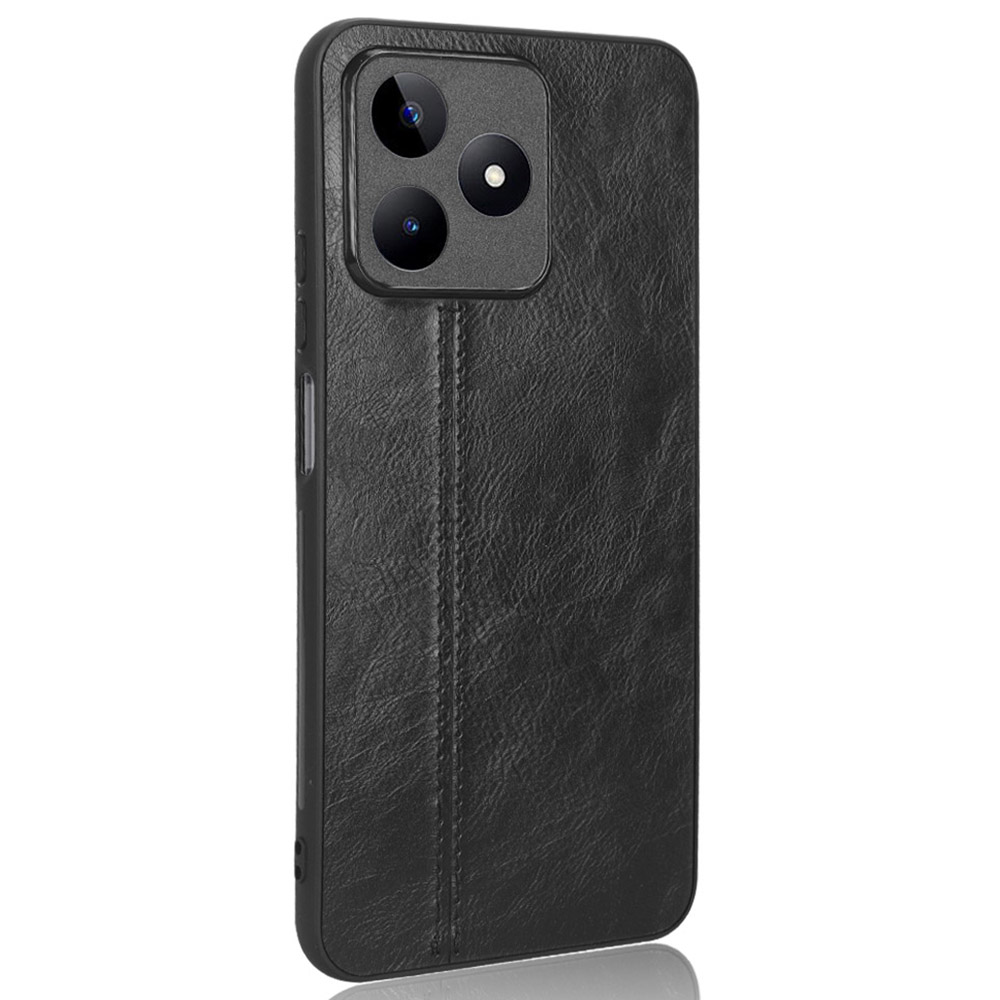 

Telefonschutzabdeckung Für Realme C53 4g, Stitching Line PU Lederbeschichtete PC + TPU Back Case - Schwarz, Realme C53 (Global)