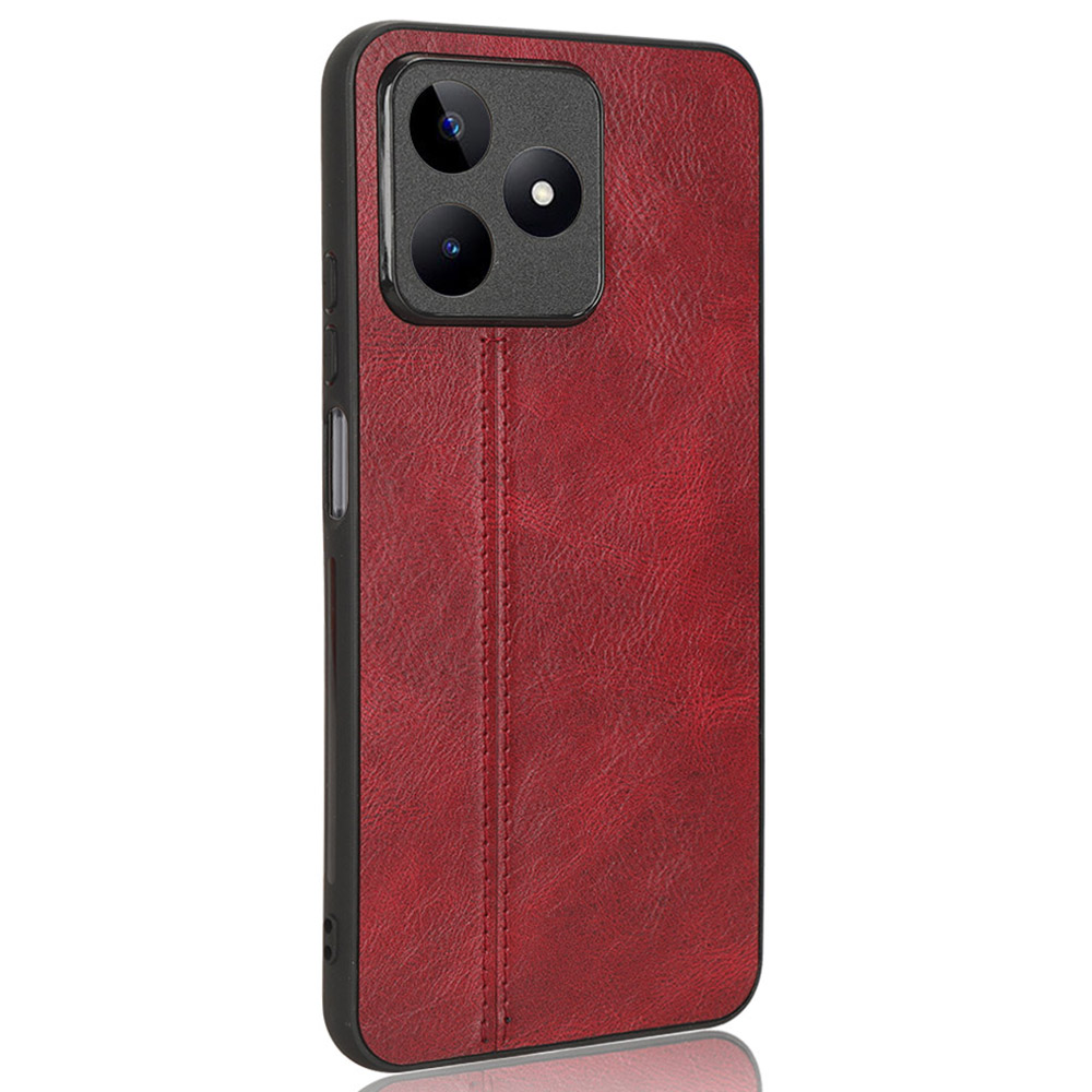 

Telefonschutzabdeckung Für Realme C53 4g, Stitching Line PU Lederbeschichtete PC + TPU Back Case - Rot, Realme C53 (Global)