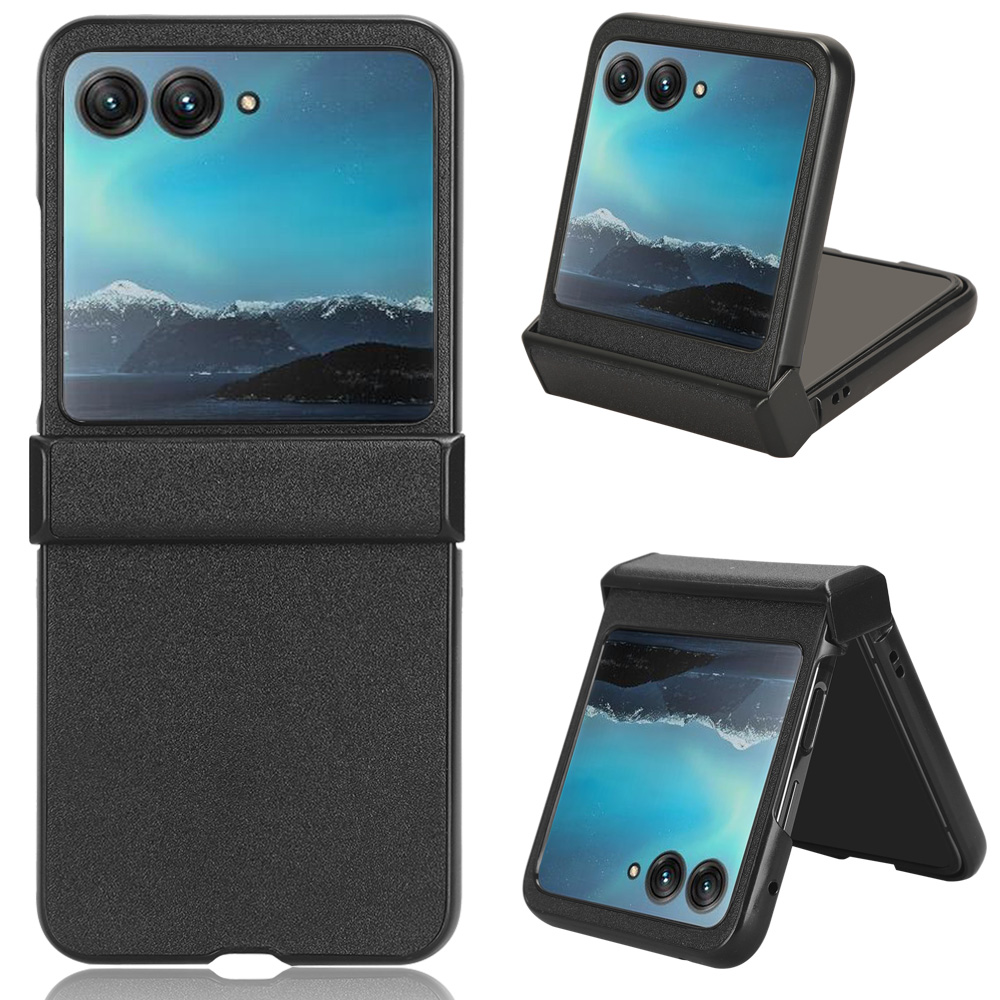 

Schutzabdeckung Für Motorola Razr 40 Ultra 5g, Sandsiebeltextur PU Leder Beschichtete Acrylfaltungshülle - Schwarz, Motorola Razr 40 Ultra 5G