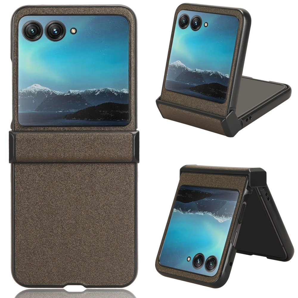 

Schutzabdeckung Für Motorola Razr 40 Ultra 5g, Sandsiebeltextur PU Leder Beschichtete Acrylfaltungshülle - Braun, Motorola Razr 40 Ultra 5G