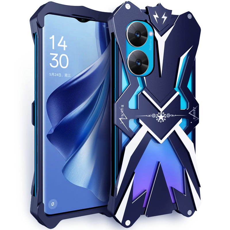 

Für Realme V30 5G Metal Phone Hülle Aluminiumlegierung Schocksicheres Schutzhelf Zur Schutzhilfe, Realme V30 5G