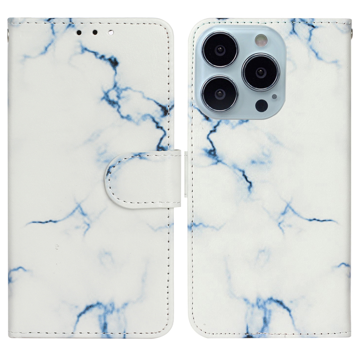 

Für Das Iphone 15 Ultra -muster -druck PU Leder -telefon Hülle Handy Stand Wallet Wallet Cover - Weisser Marmor, iPhone 15 Pro Max