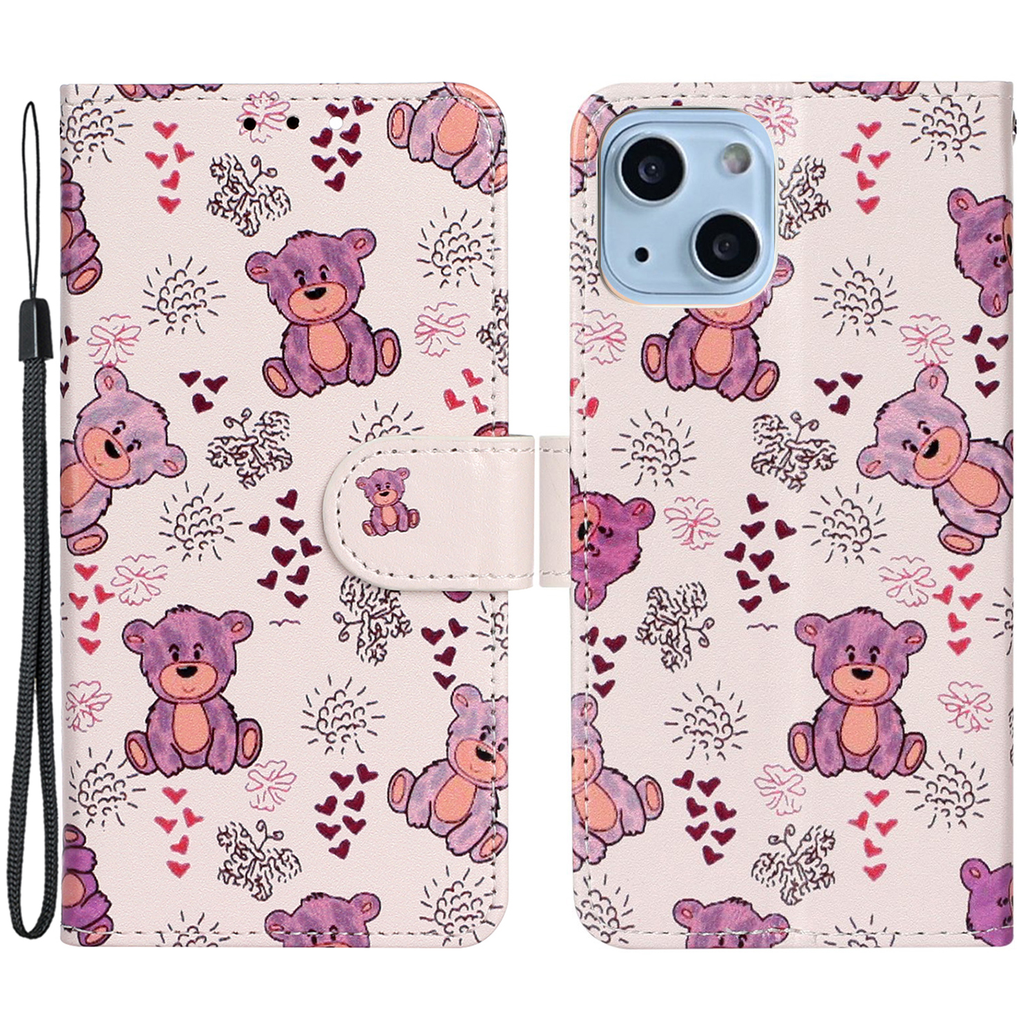

Musterdruck Leder Brieftaschenhülle Für Iphone 15, Drop-sof-proof-telefonständer Cover - Tragen, iPhone 15