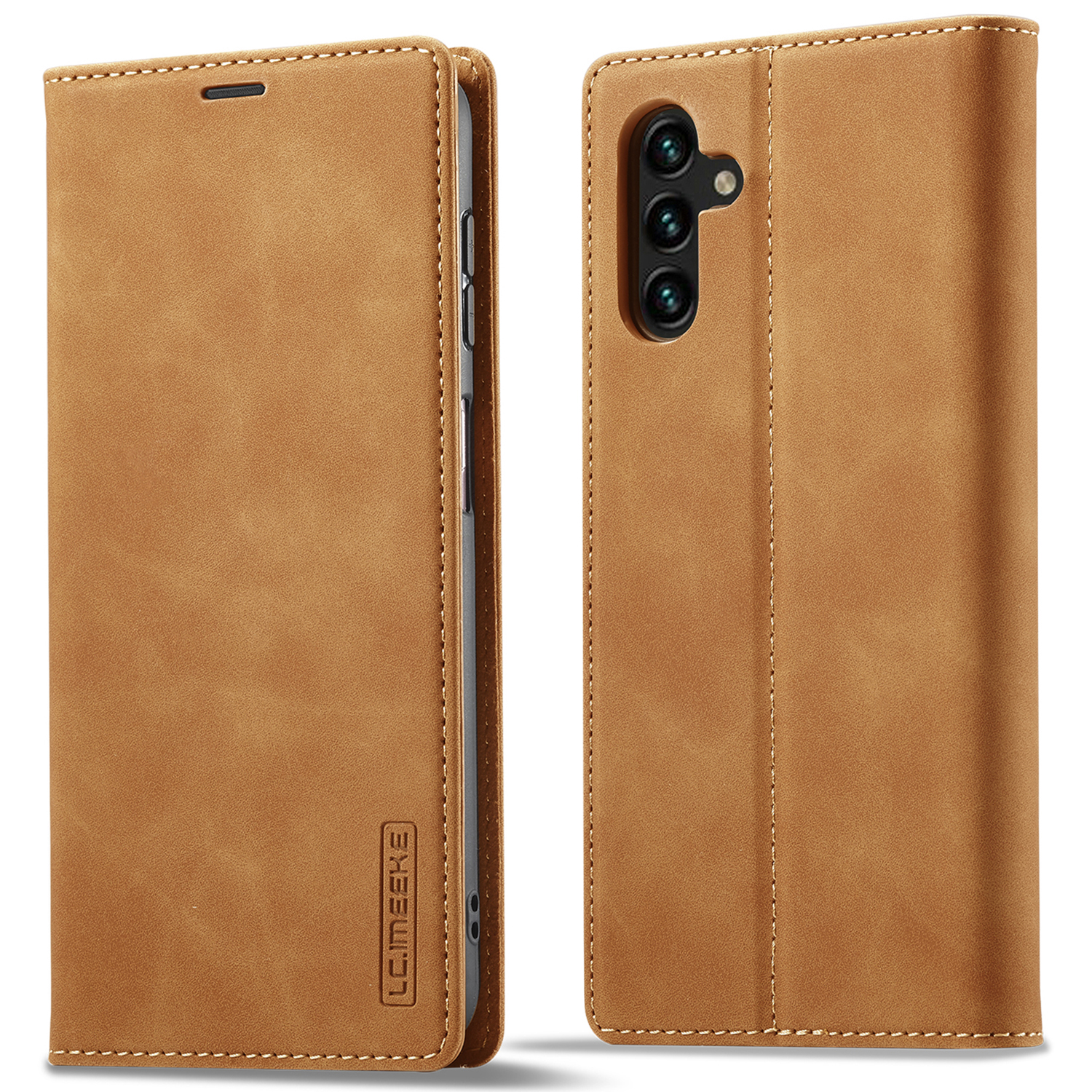 

Lc. Imeeke Telefonkoffer Für Samsung Galaxy S23 Fe, Mikrofaser -leder -ständer Brieftasche Abdeckung - Braun, Galaxy S23 FE