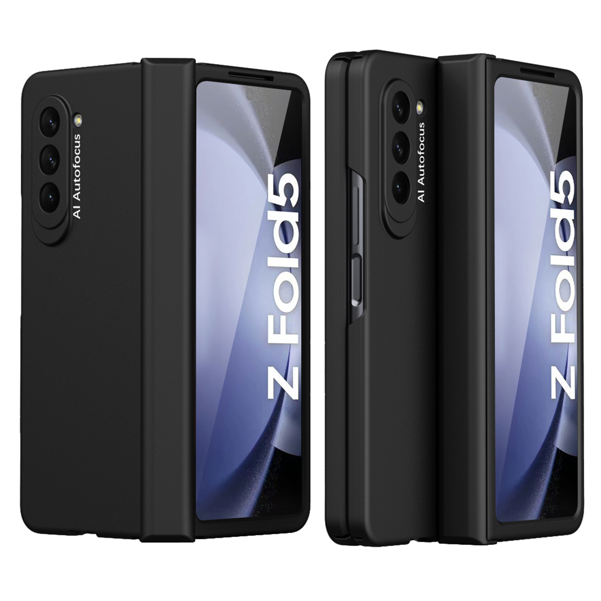 

Für Samsung Galaxy Z Fold5 5G Scharnierschutz PC Phone Hülle Präzise Ausschnitte Anti-kratzer-abdeckung Mit Temperamentvollem Glasfilm - Schwarz, Galaxy Z Fold5 5G