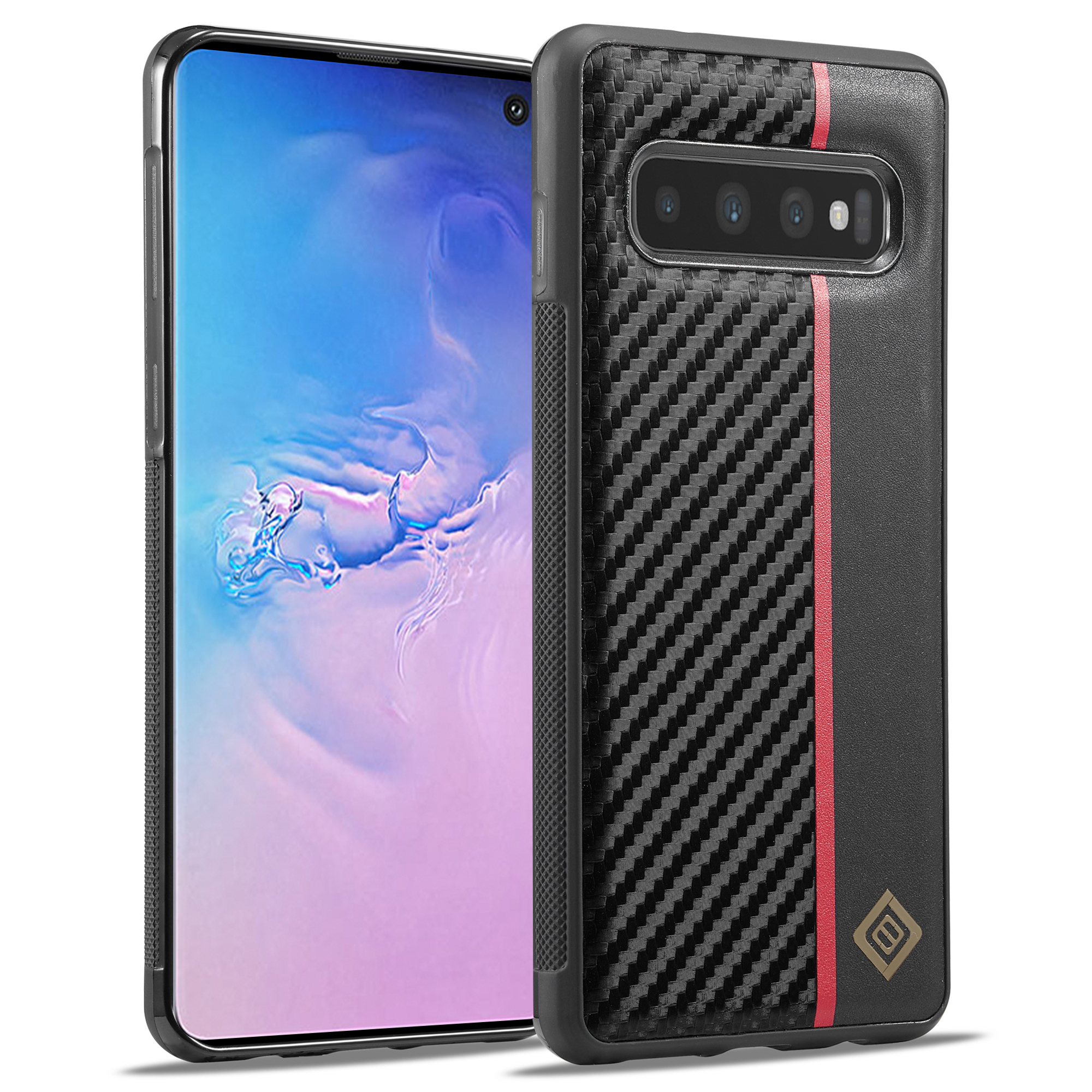 

Lc. Imeeke Für Samsung Galaxy S10 Kratzerfestes Kohlefaser Textur Hülle PU Leder+tpu+eva -telefonabdeckung, Galaxy S10