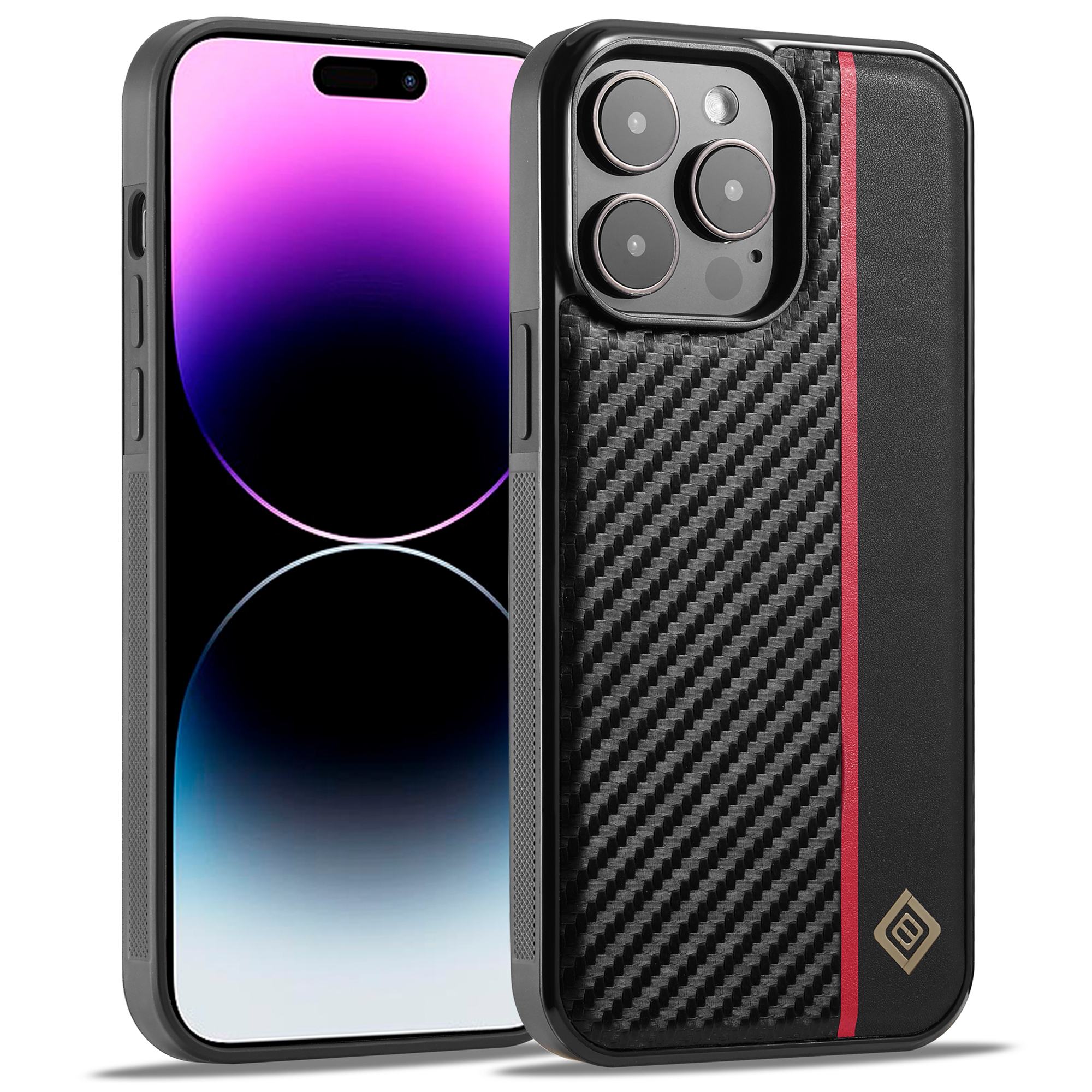 

Lc. Imeeke Für Iphone 14 Pro Max Carbon Faser Spleißabdeckung PU Leder+tpu+eva Schockdelie Telefonhülle, iPhone 14 Pro Max