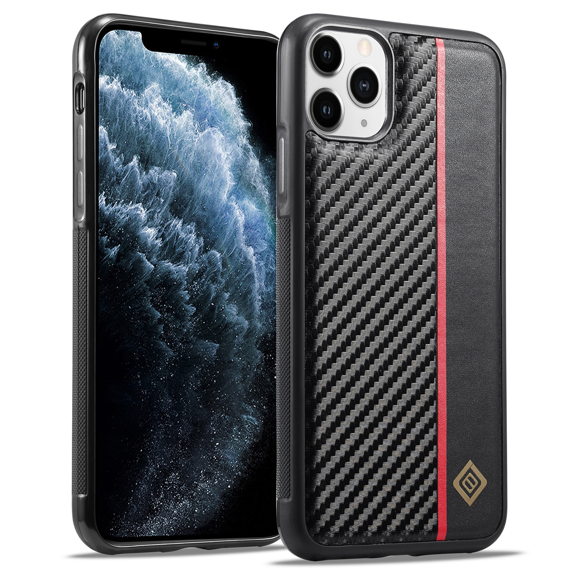 

Lc. Imeeke Für Iphone 11 Pro Max Handy Deckung Carbonfaser Textur PU Leder+tpu+eva -shell -hülle, iPhone 11 Pro Max