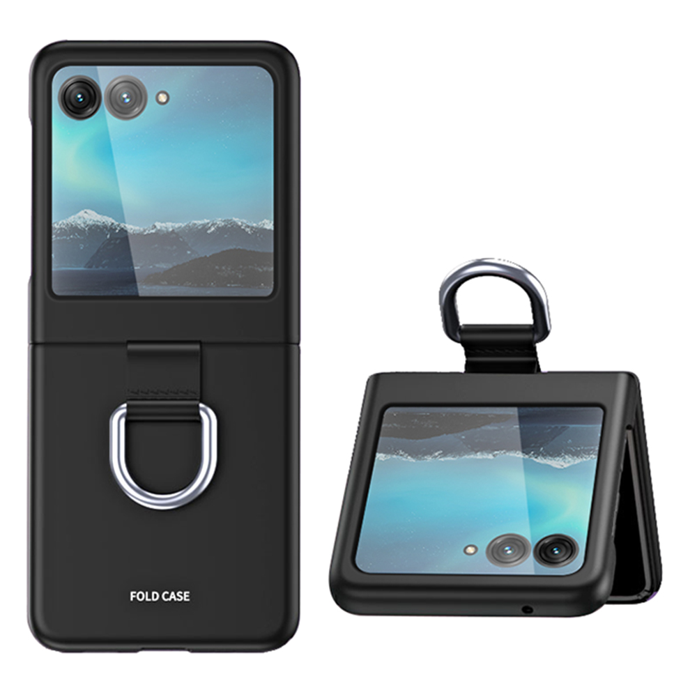 

Für Motorola Razr 40 Ultra 5G Gummized Hard PC Phone Hülle Ringhalter Anti -drop -schutzabdeckung - Schwarz, Motorola Razr 40 Ultra 5G