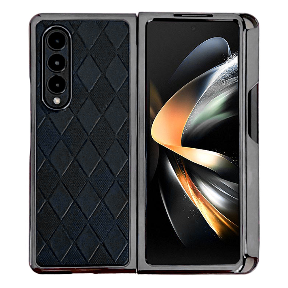 

Für Samsung Galaxy Z Fold3 5G Protective Cover Rhombus Muster PU Leder + PC Telefonhülle Mit Stylus Pen - Schwarz, Galaxy Z Fold3 5G