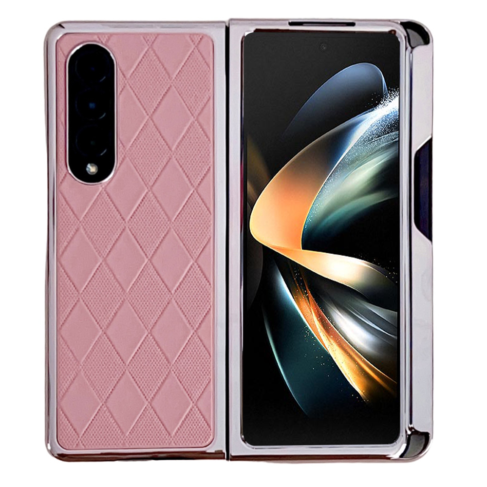 

Für Samsung Galaxy Z Fold3 5G Protective Cover Rhombus Muster PU Leder + PC Telefonhülle Mit Stylus Pen - Rosa, Galaxy Z Fold3 5G