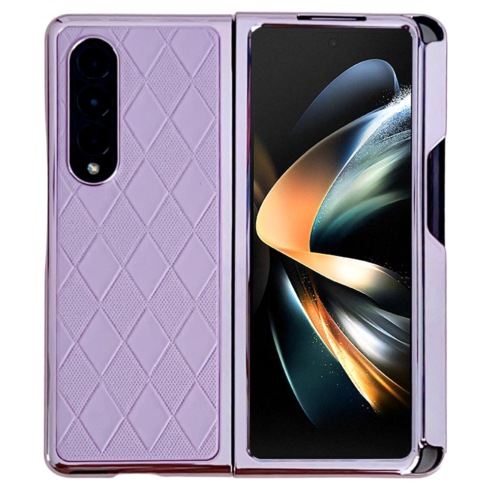 

Für Samsung Galaxy Z Fold3 5G Protective Cover Rhombus Muster PU Leder + PC Telefonhülle Mit Stylus Pen - Lila, Galaxy Z Fold3 5G