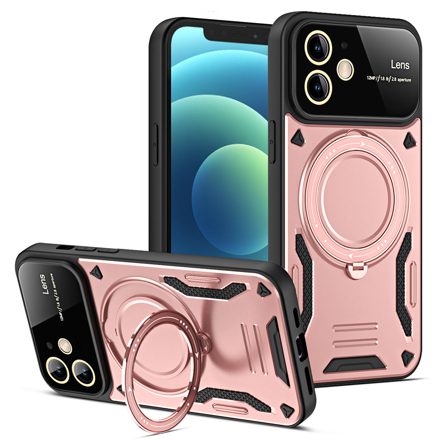 

Für Das Iphone 12 6,1 Zoll Kompatibel Mit Magsafe Phone Case PC+TPU Anti-drop-kickstand Cover - Roségold, iPhone 12